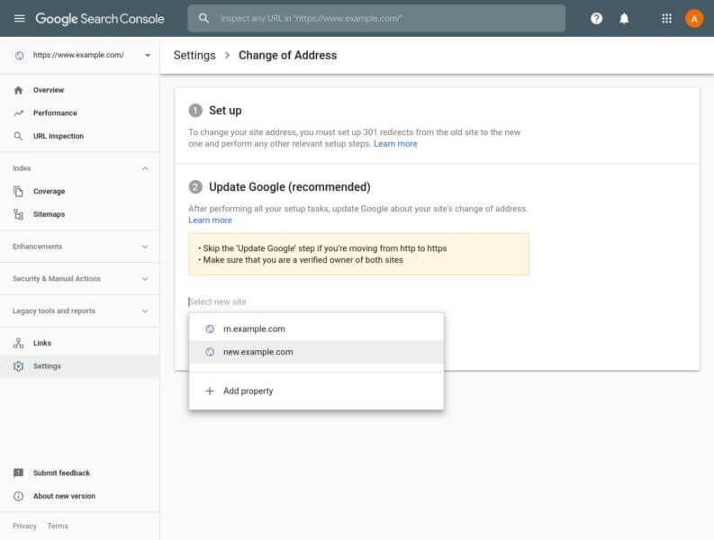 Google Search Console Adds Change of Address Tool to New Interface